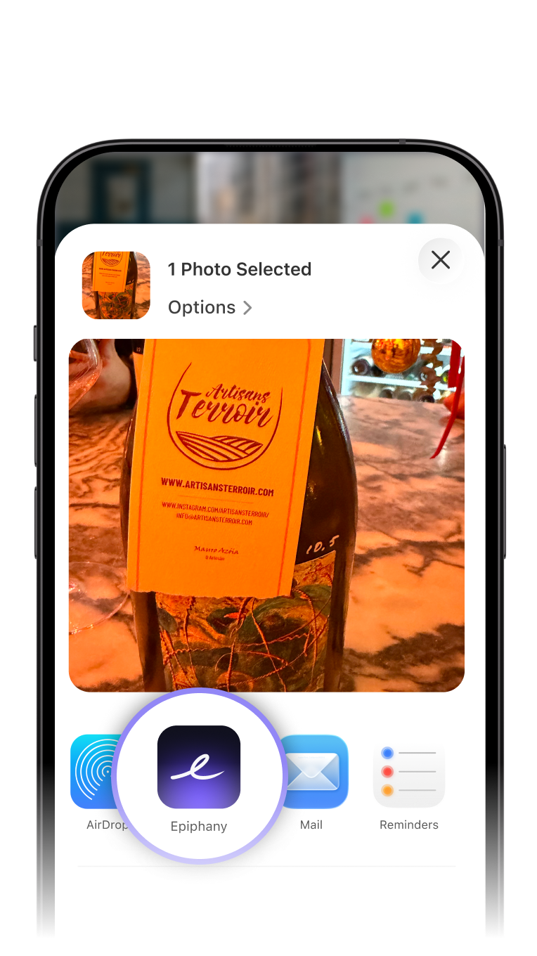 Sharing a photo to create a new task in Epiphany